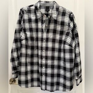 Talbots Black & White Plaid Women's Button Down Shirt